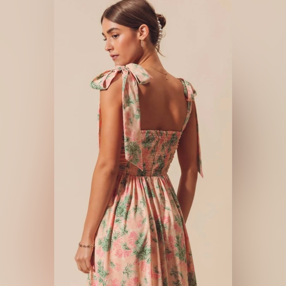 So Me Pink Floral Maxi Dress with Green Print - Picture 7 of 7